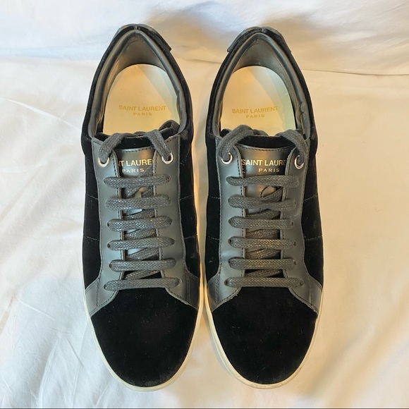 Saint Laurent Velvet & Leather Sneakers - Picture 6 of 13